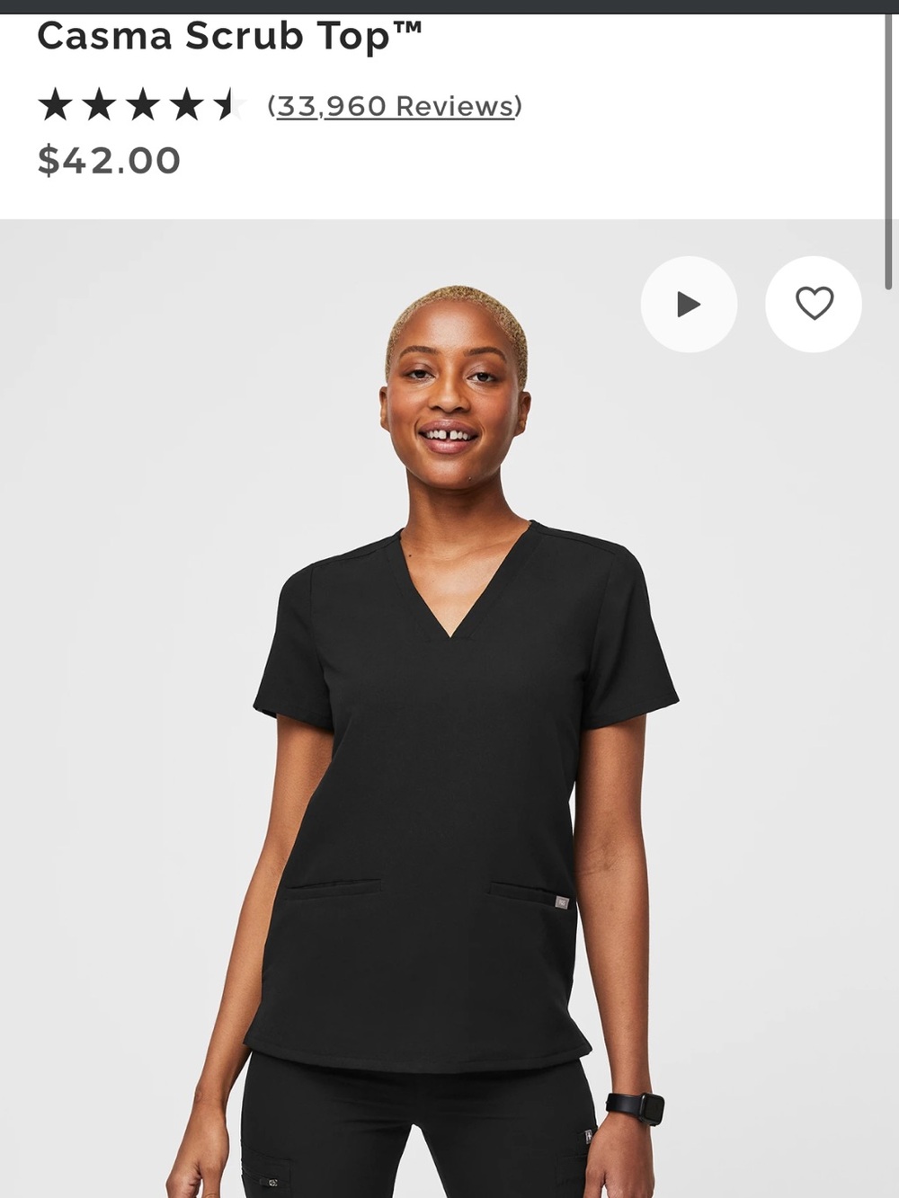 Women’s figs top set black M - Picture 2 of 3